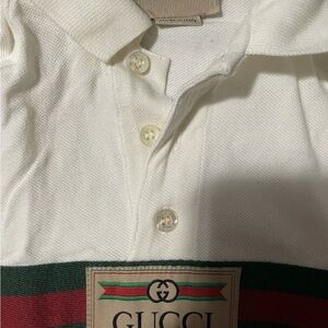 Gucci White Polo with Red and Green Accents